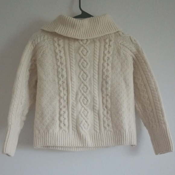 Carraig Donn Women's Medium Vintage Merino Wool Sweater Cream Cable Knit Cowl - Picture 7 of 8